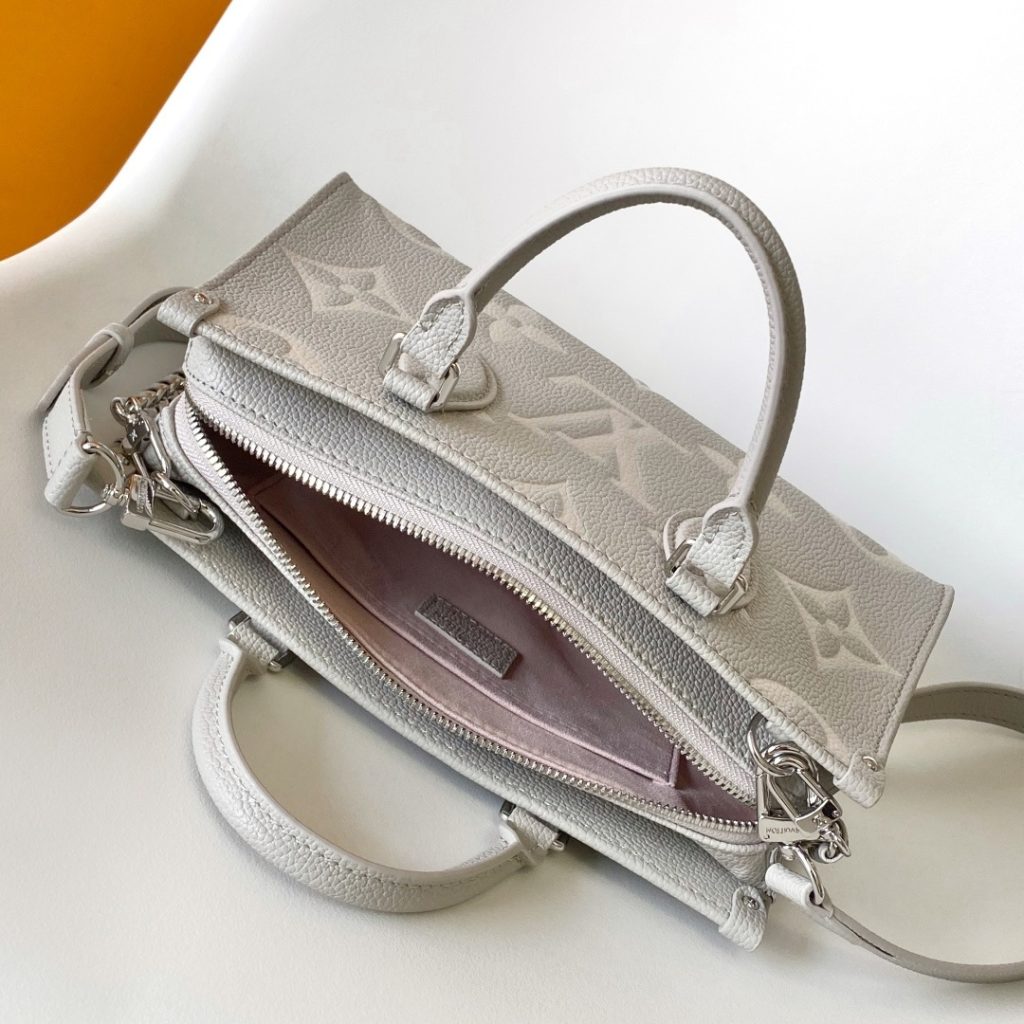 Louis Vuitton OnTheGo MM in Monogram Taurillon Leather with Zipper Closure for Handheld Shoulder Cro