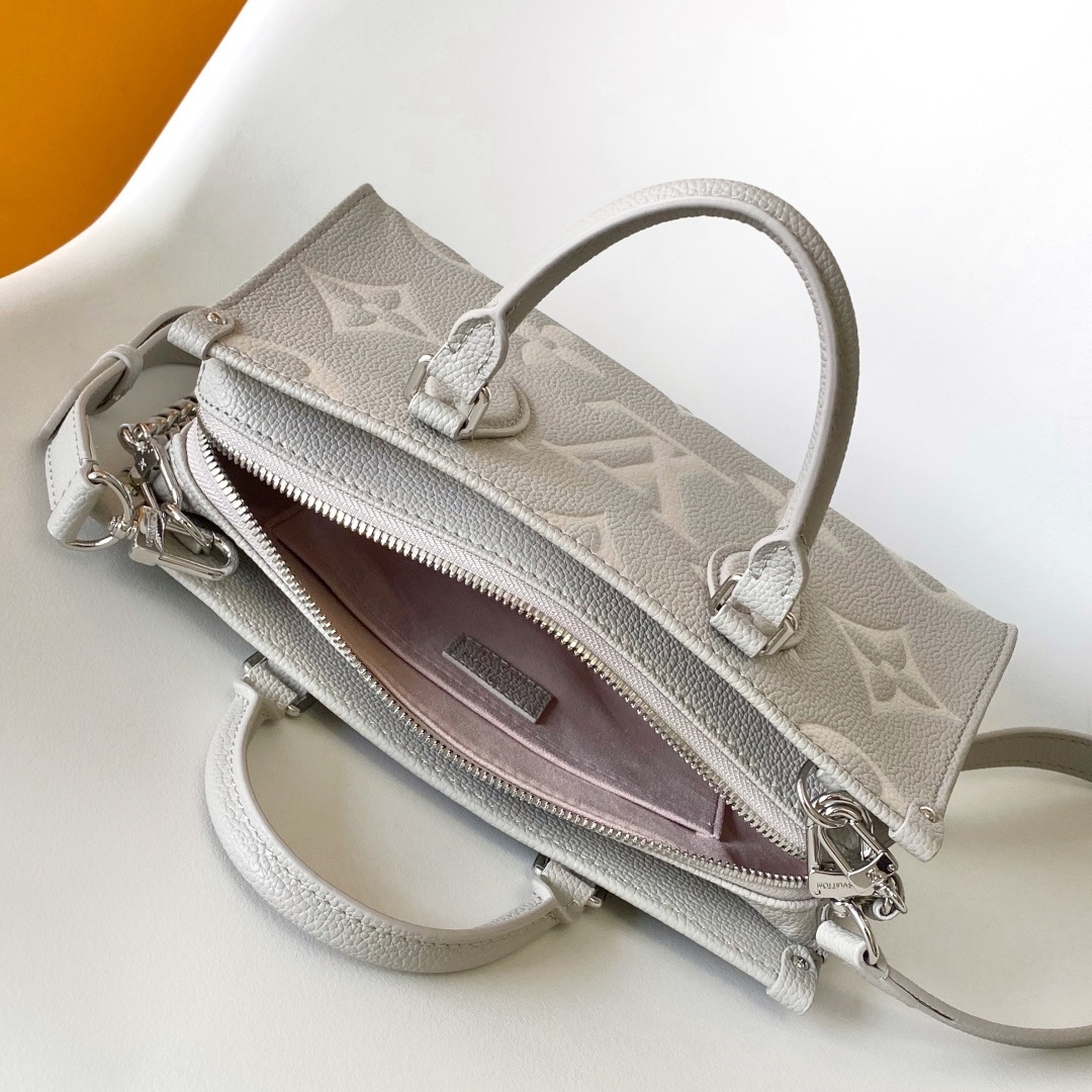 Louis Vuitton OnTheGo MM in Monogram Taurillon Leather with Zipper Closure for Handheld Shoulder Cro