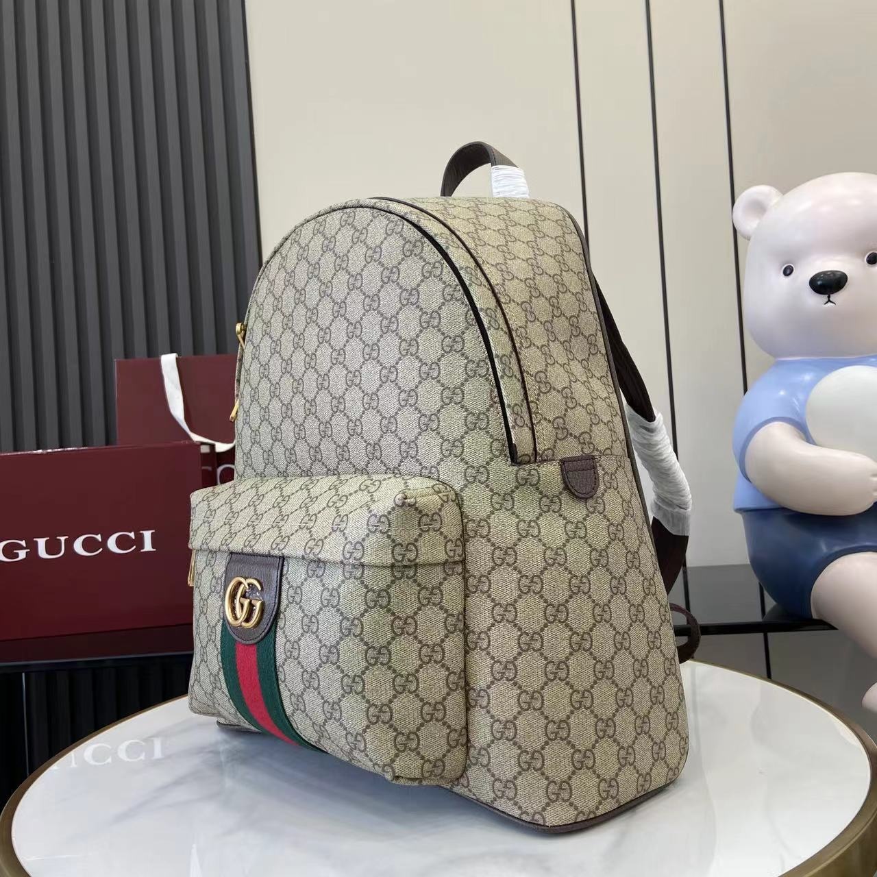 Gucci Ophidia 834466 in GG Supreme Canvas with Zipper and Backpack for Hand Shoulder Carry