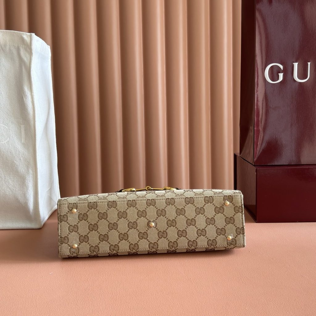 Gucci Spring Street A006N6 in GG Supreme Canvas with Dark Brown Leather Trim for Hand Shoulder Carry