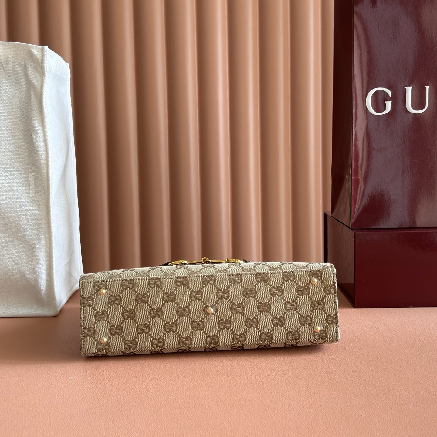 Gucci Spring Street A006N6 in GG Supreme Canvas with Dark Brown Leather Trim for Hand Shoulder Carry