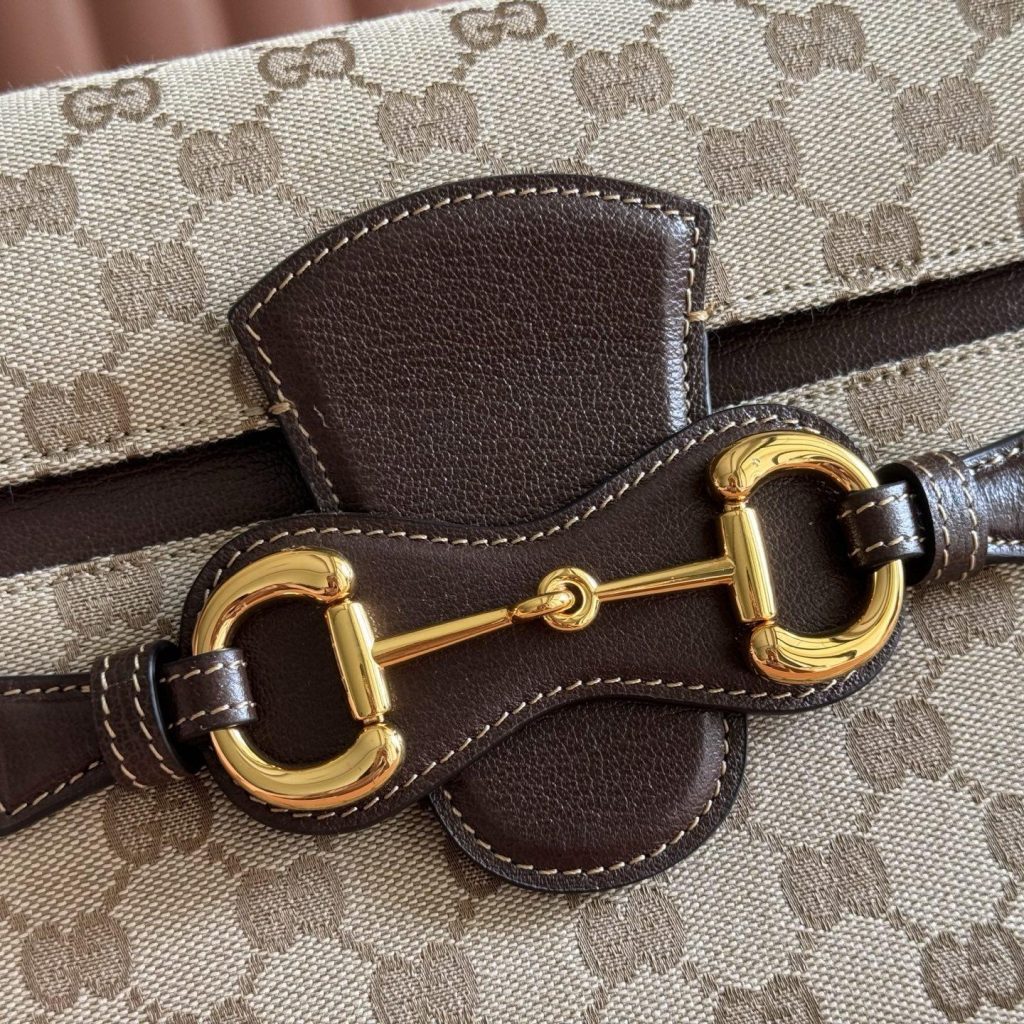 Gucci Spring Street A006N6 in GG Supreme Canvas with Dark Brown Leather Trim for Hand Shoulder Carry