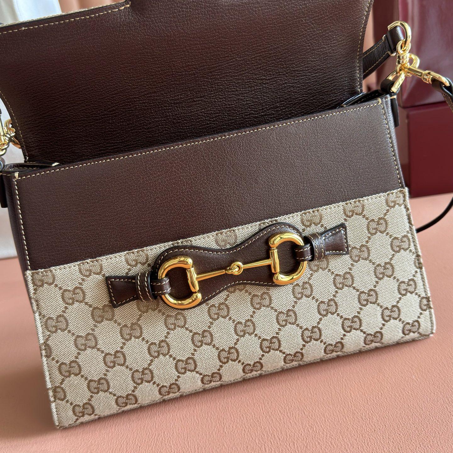 Gucci Spring Street A006N6 in GG Supreme Canvas with Dark Brown Leather Trim for Hand Shoulder Carry