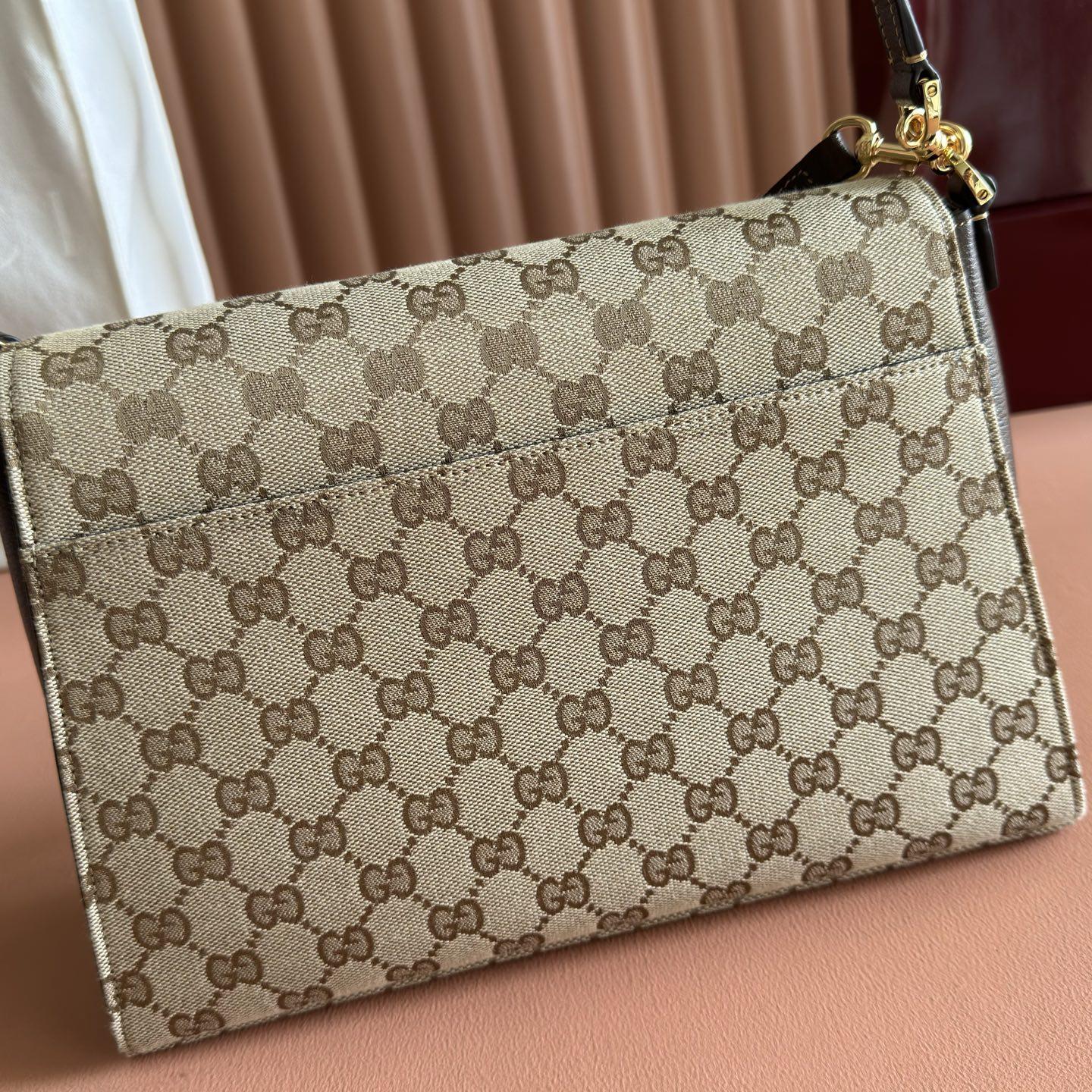 Gucci Spring Street A006N6 in GG Supreme Canvas with Dark Brown Leather Trim for Hand Shoulder Carry