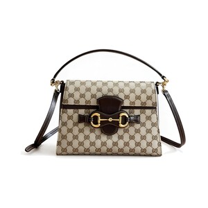 Gucci Spring Street A006N6 in GG Supreme Canvas with Dark Brown Leather Trim for Hand Shoulder Carry