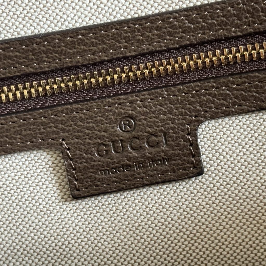 Gucci Ophidia GG Bag in GG Supreme Canvas with Brown Leather Trim for Handheld and Shoulder Carry