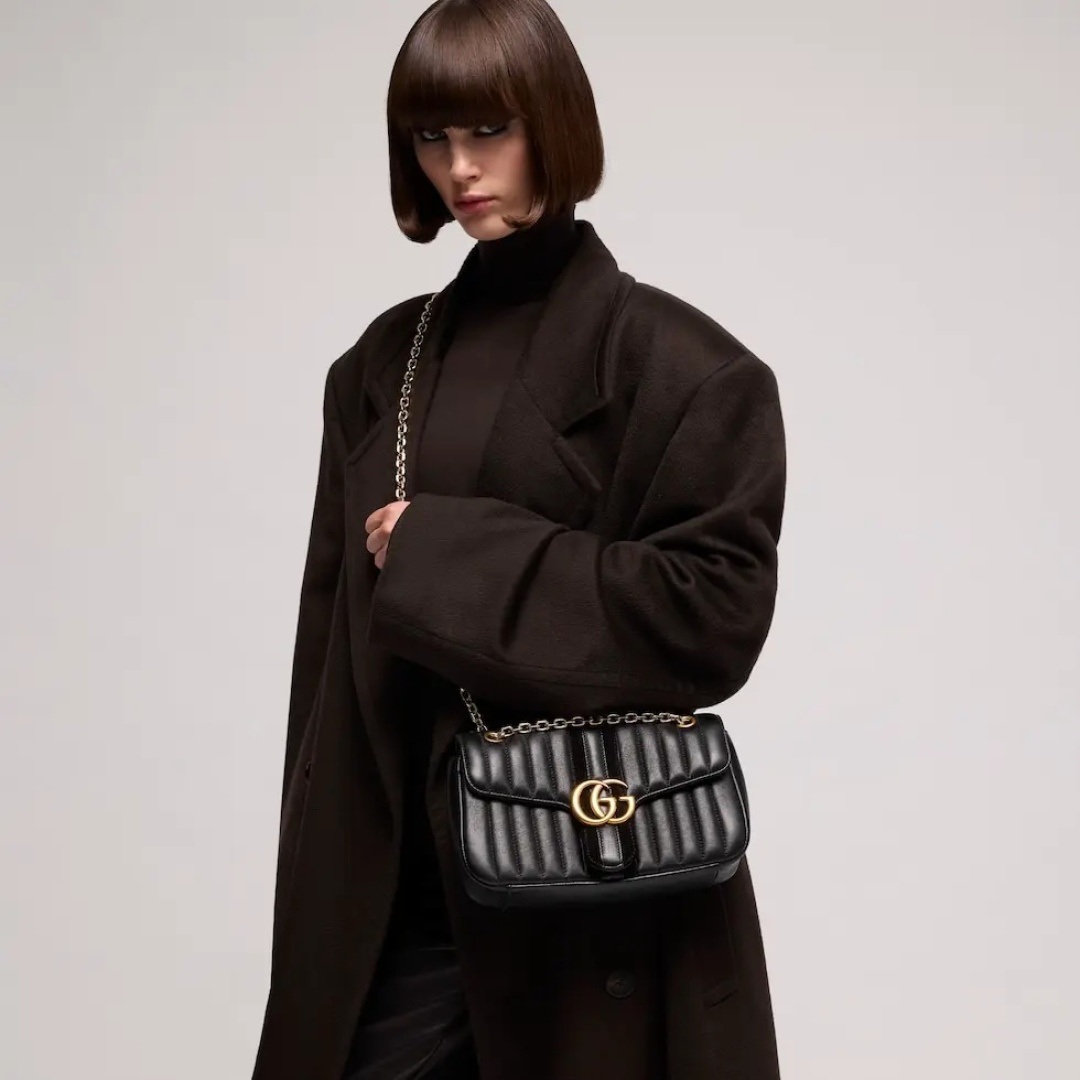 Gucci GG Marmont Small in Matte Lambskin with Magnetic Snap Closure for Shoulder and Crossbody Carry