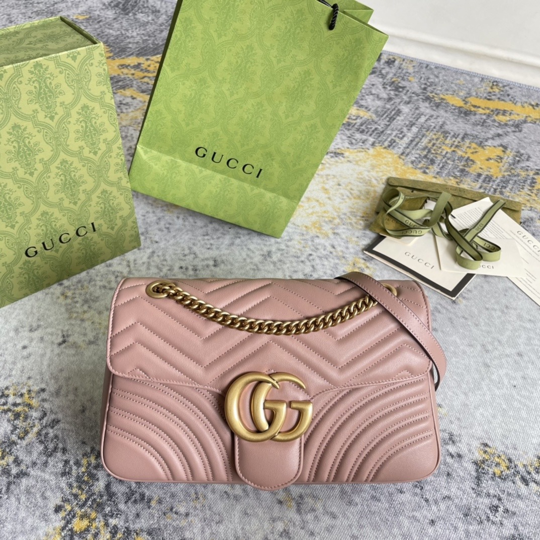 Gucci GG Marmont Medium in Matelassé Leather with Magnetic Snap Closure for Hand and Shoulder Carry
