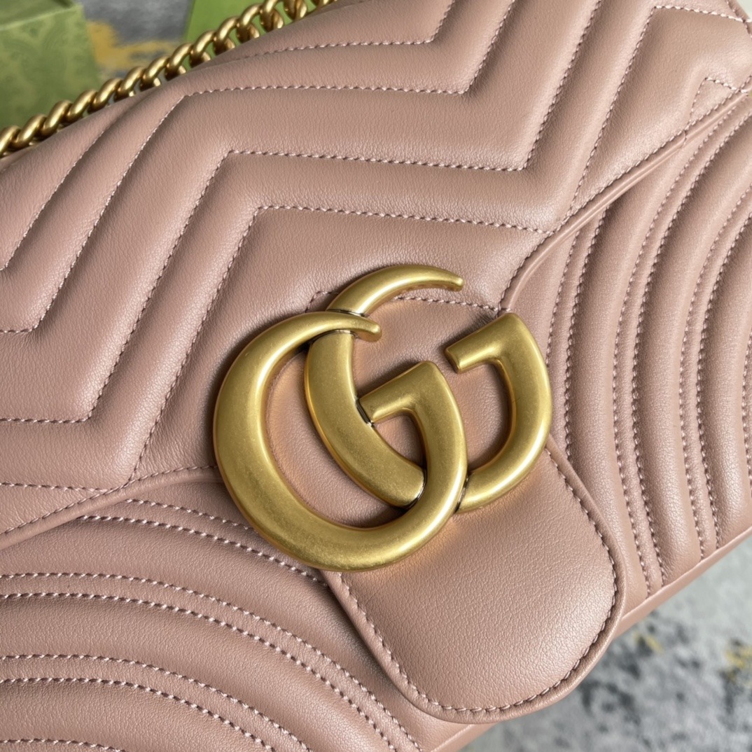 Gucci GG Marmont Medium in Matelassé Leather with Magnetic Snap Closure for Hand and Shoulder Carry