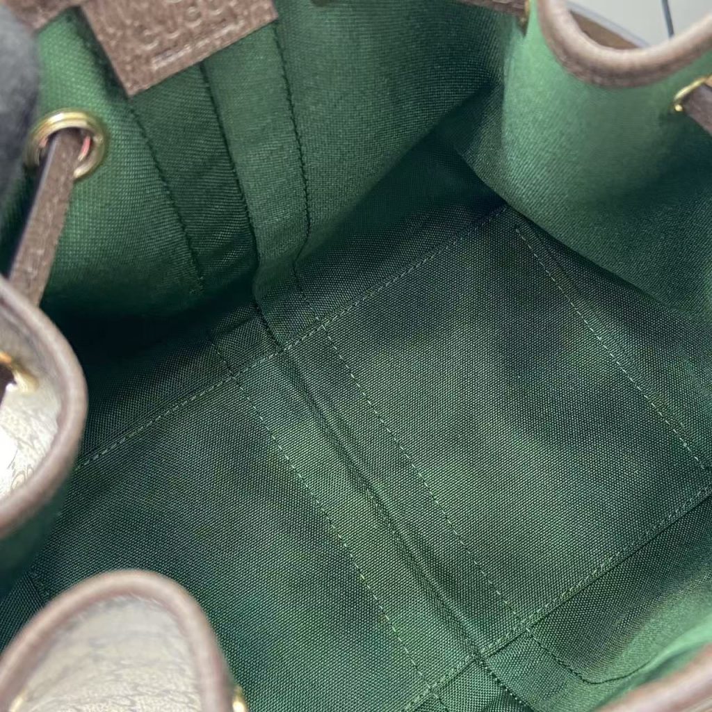 Gucci Bucket 498156 in Beige GG Supreme Canvas with Leather Trim and Drawstring Designer Bag