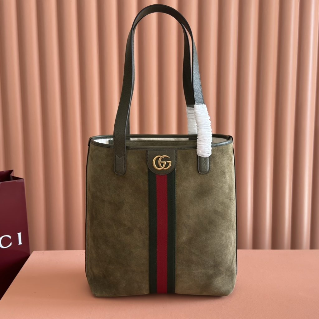Gucci Ophidia Mini Shoulder Bag in Soft Suede with Open Top Closure for Handheld and Crossbody Carry