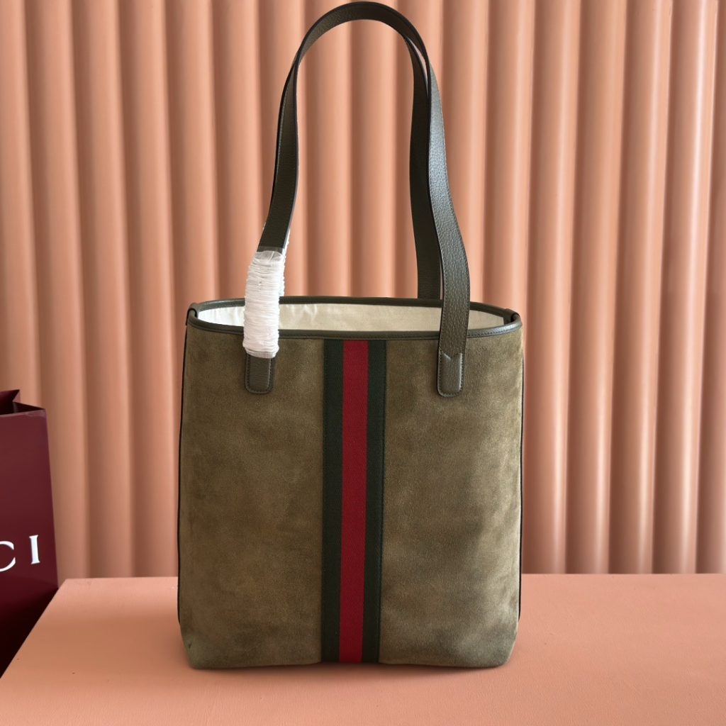 Gucci Ophidia Mini Shoulder Bag in Soft Suede with Open Top Closure for Handheld and Crossbody Carry