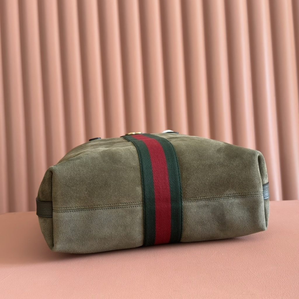 Gucci Ophidia Mini Shoulder Bag in Soft Suede with Open Top Closure for Handheld and Crossbody Carry