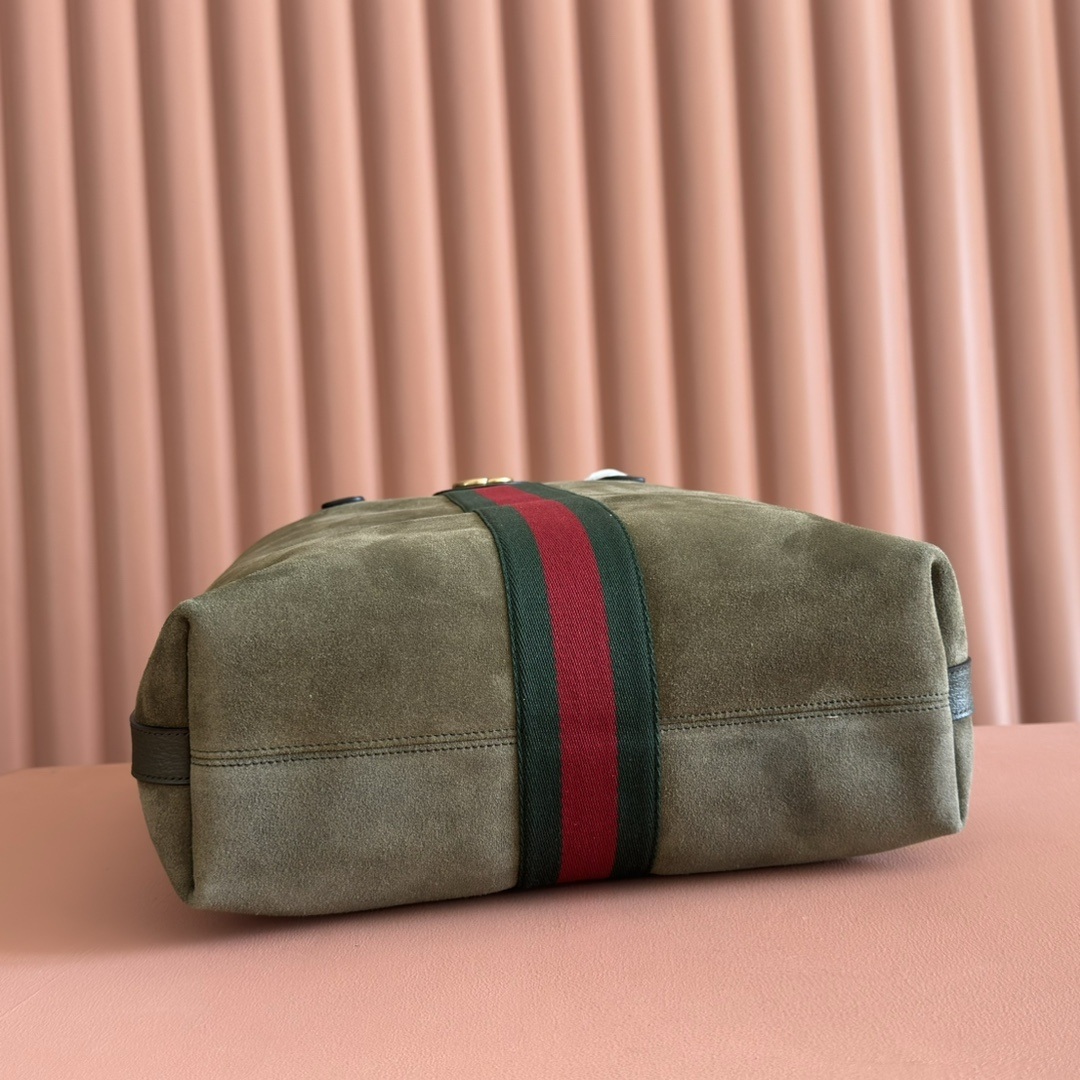 Gucci Ophidia Mini Shoulder Bag in Soft Suede with Open Top Closure for Handheld and Crossbody Carry