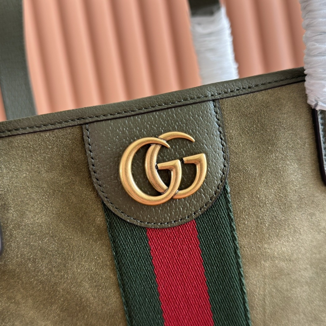 Gucci Ophidia Mini Shoulder Bag in Soft Suede with Open Top Closure for Handheld and Crossbody Carry