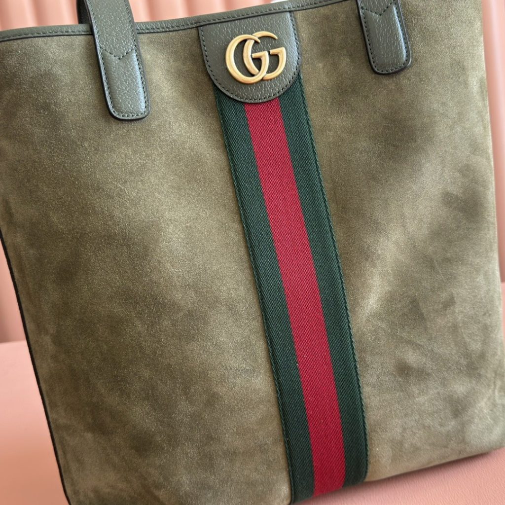 Gucci Ophidia Mini Shoulder Bag in Soft Suede with Open Top Closure for Handheld and Crossbody Carry