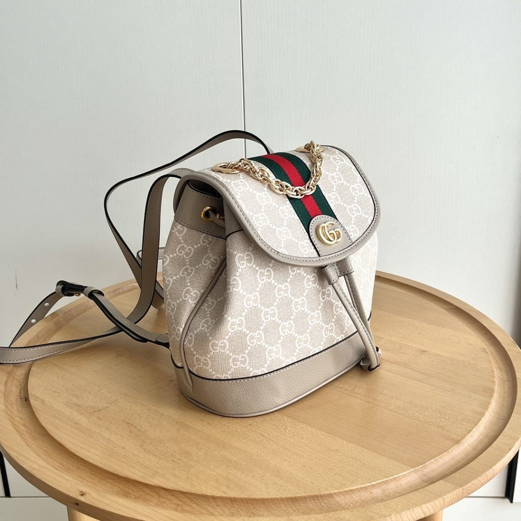 Gucci Ophidia in GG Supreme Canvas with Leather Trim and Drawstring and Magnetic Snap Flap
