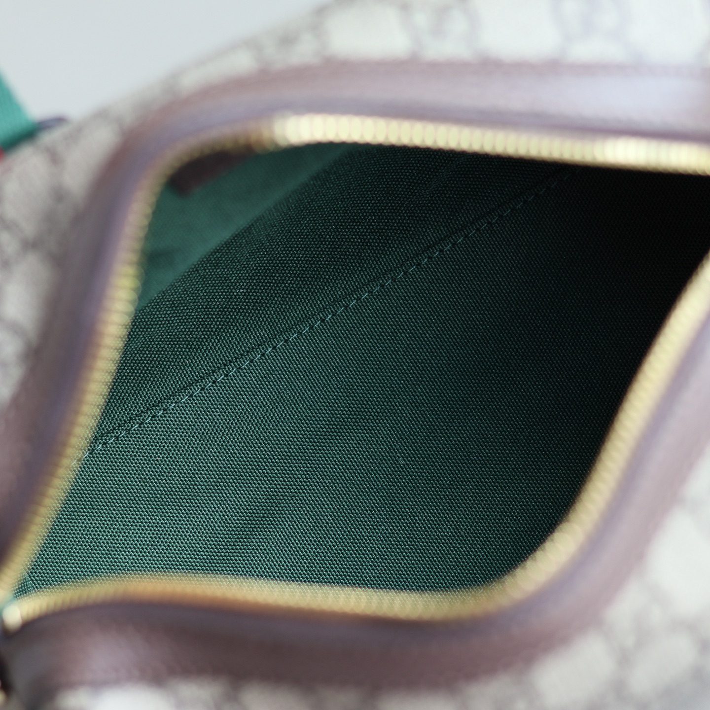 Gucci Ophidia Small in GG Supreme Canvas with Brown Leather Trim and Zipper Designer Bag