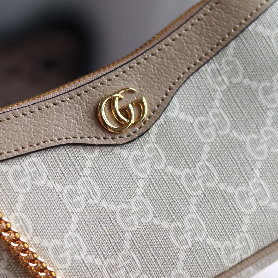 Gucci Ophidia in GG Supreme Canvas with Leather Trim and Zipper for Shoulder Crossbody Carry
