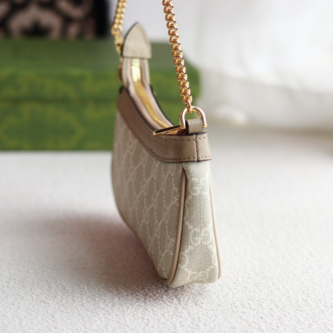 Gucci Ophidia in GG Supreme Canvas with Leather Trim and Zipper for Shoulder Crossbody Carry