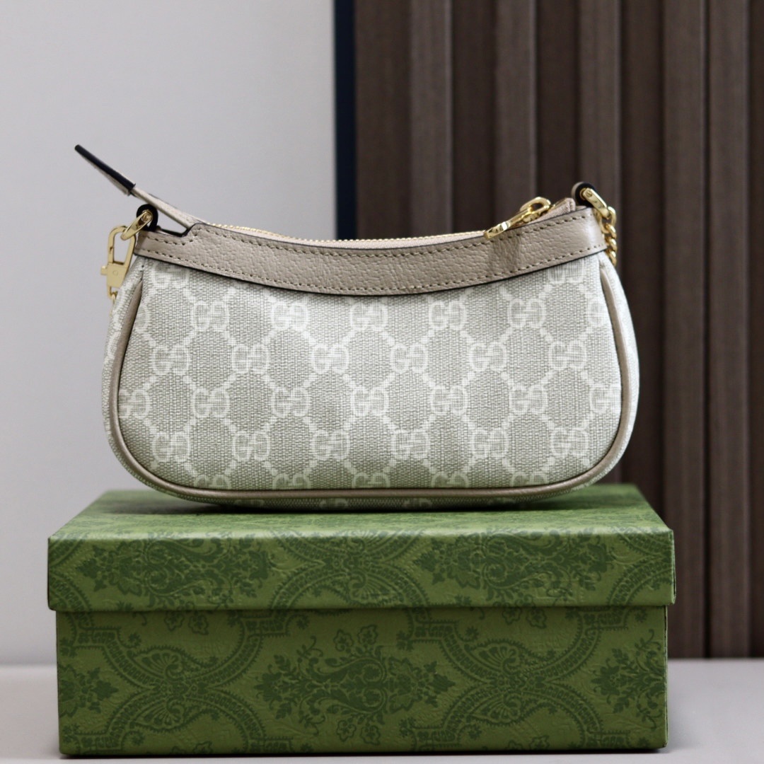 Gucci Ophidia in GG Supreme Canvas with Leather Trim and Zipper for Shoulder Crossbody Carry
