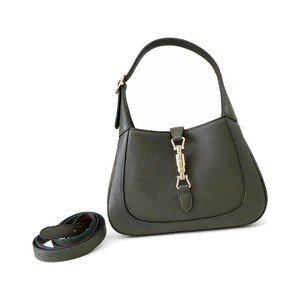 Gucci Jackie 1961 810232 in Forest Green Pebbled Leather with Push Closure for Hand Shoulder Carry