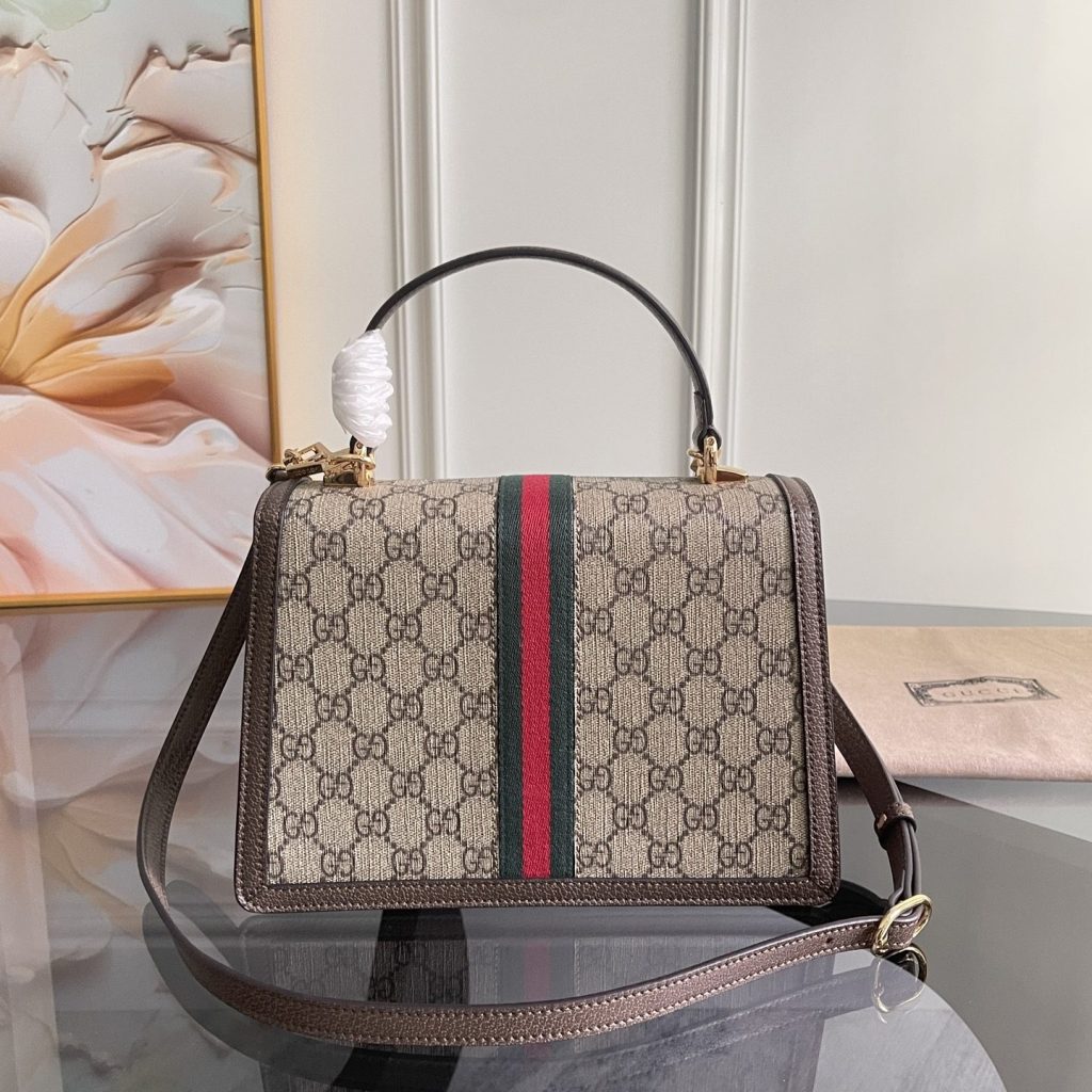 Gucci Ophidia GG in GG Supreme Canvas with Leather Trim for Handheld Shoulder Carry