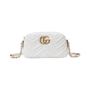 Gucci Marmont Small Quilted Nappa Leather Crossbody Bag with Zipper and Adjustable Chain Shoulder