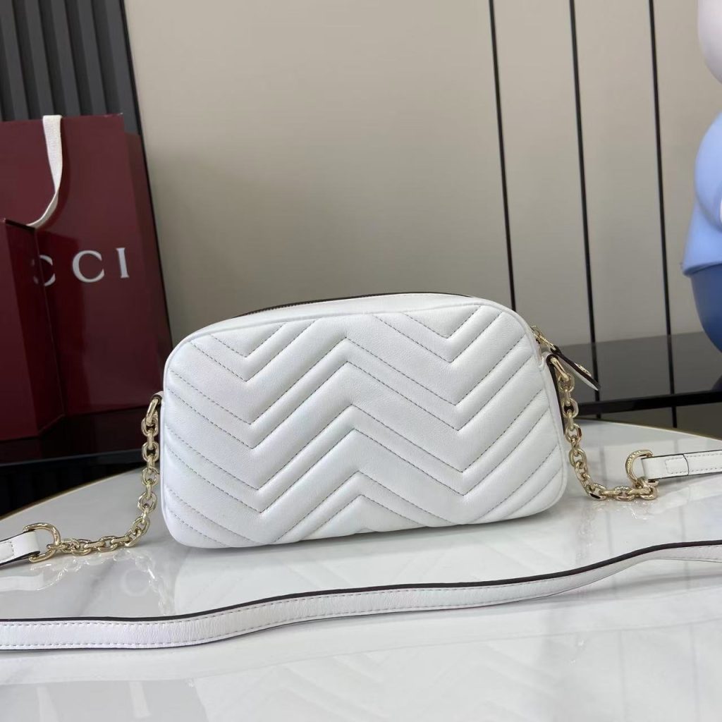Gucci Marmont Small Quilted Nappa Leather Crossbody Bag with Zipper and Adjustable Chain Shoulder