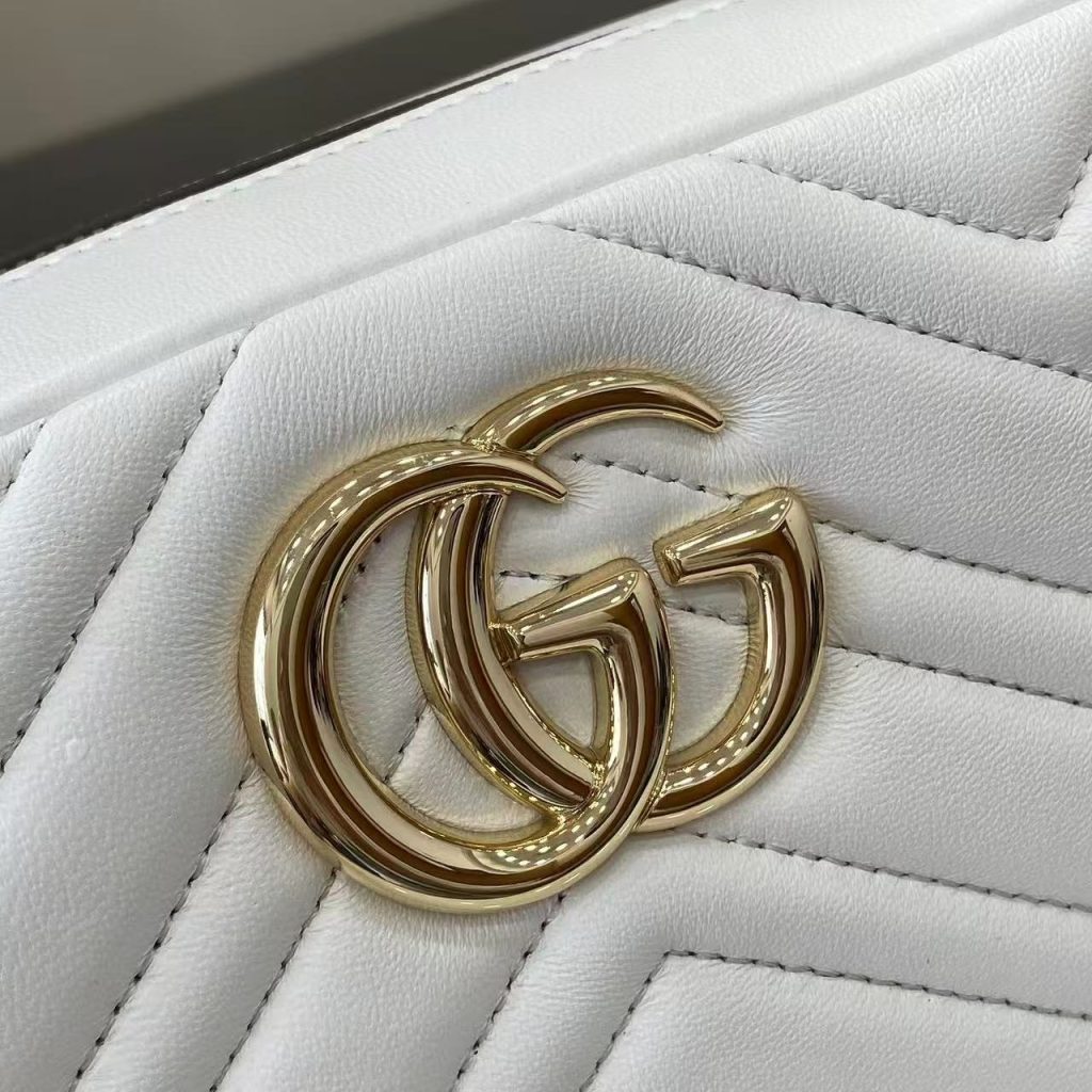 Gucci Marmont Small Quilted Nappa Leather Crossbody Bag with Zipper and Adjustable Chain Shoulder