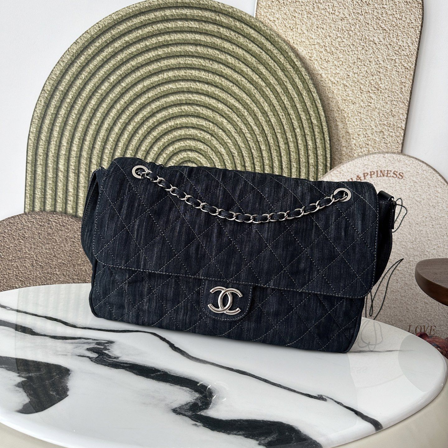 Chanel Boy in Denim with Magnetic Snap Flap for Shoulder Crossbody Bag Carry