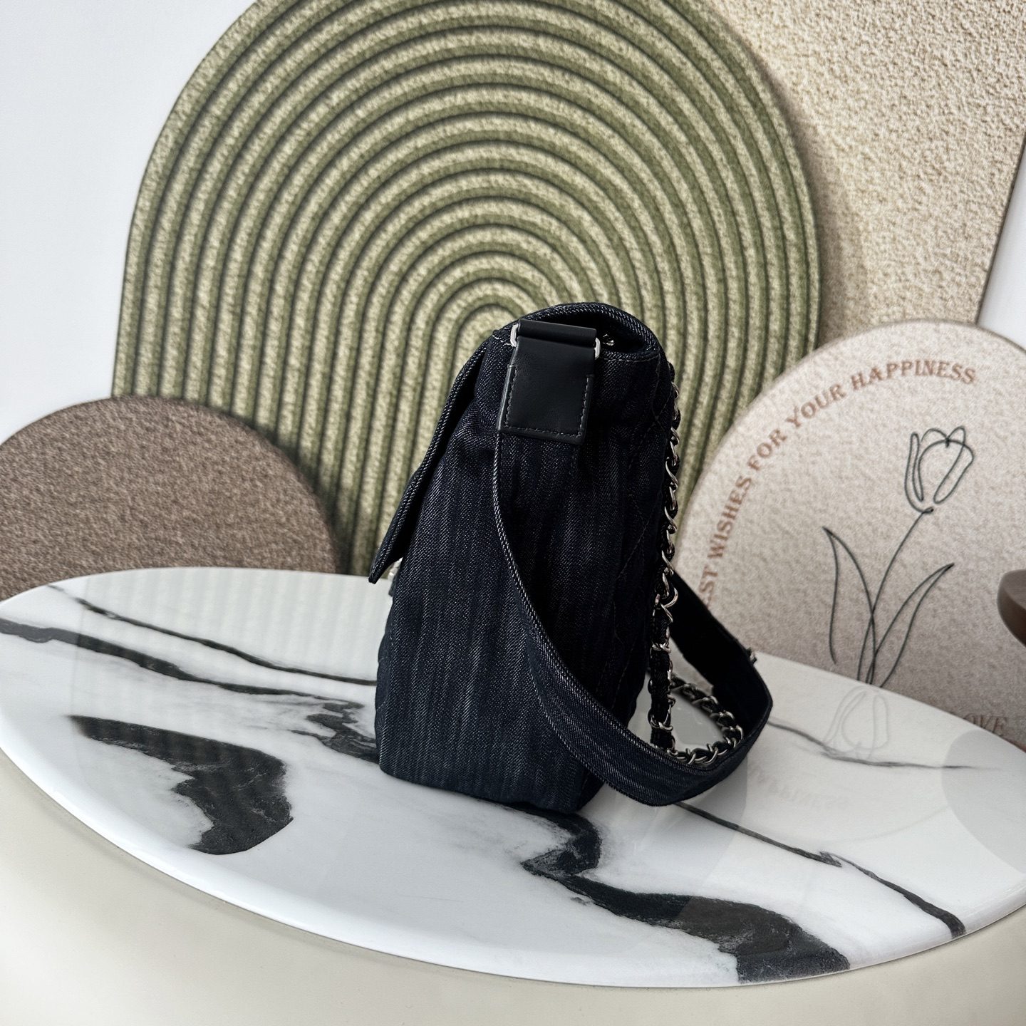 Chanel Boy in Denim with Magnetic Snap Flap for Shoulder Crossbody Bag Carry