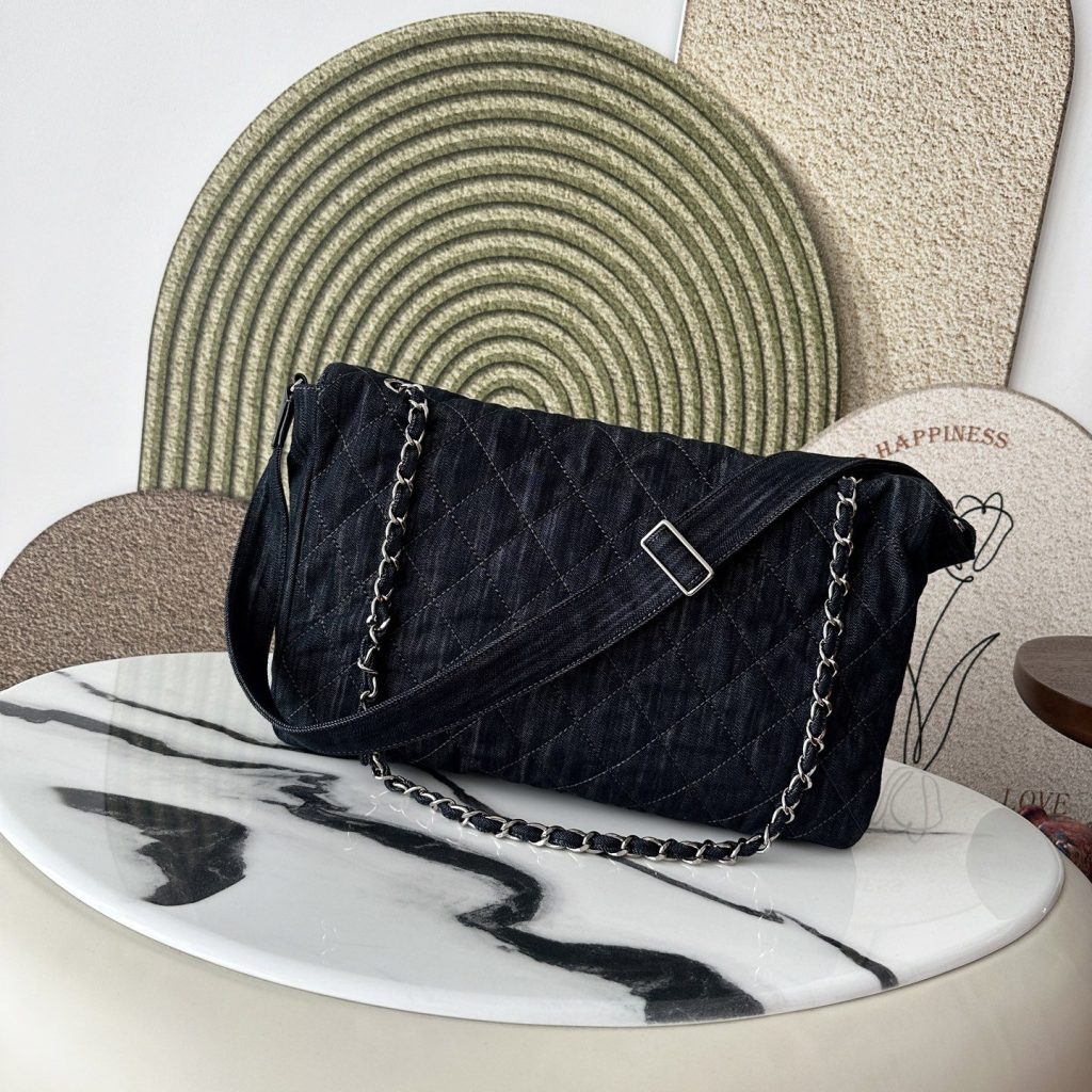 Chanel Boy in Denim with Magnetic Snap Flap for Shoulder Crossbody Bag Carry