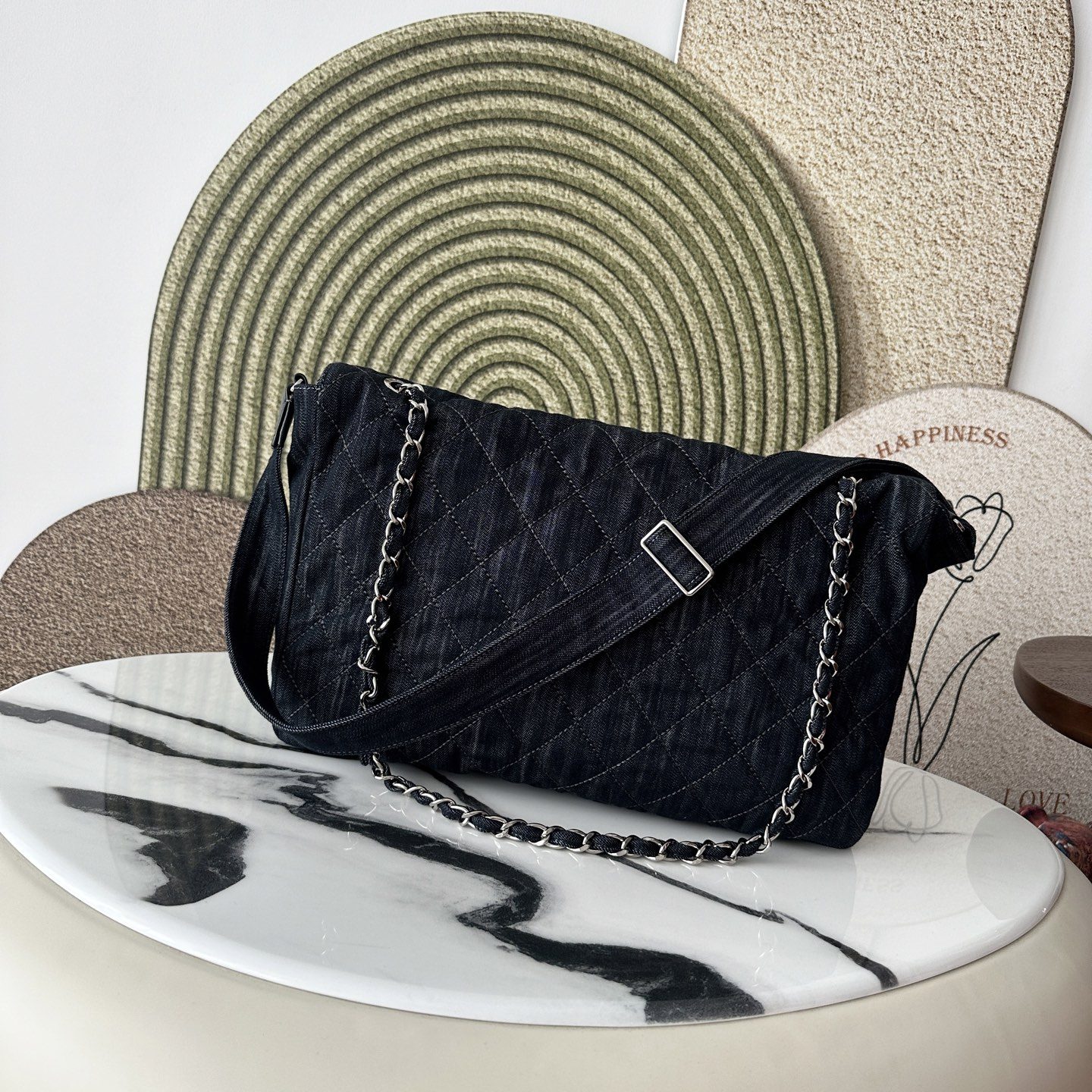 Chanel Boy in Denim with Magnetic Snap Flap for Shoulder Crossbody Bag Carry