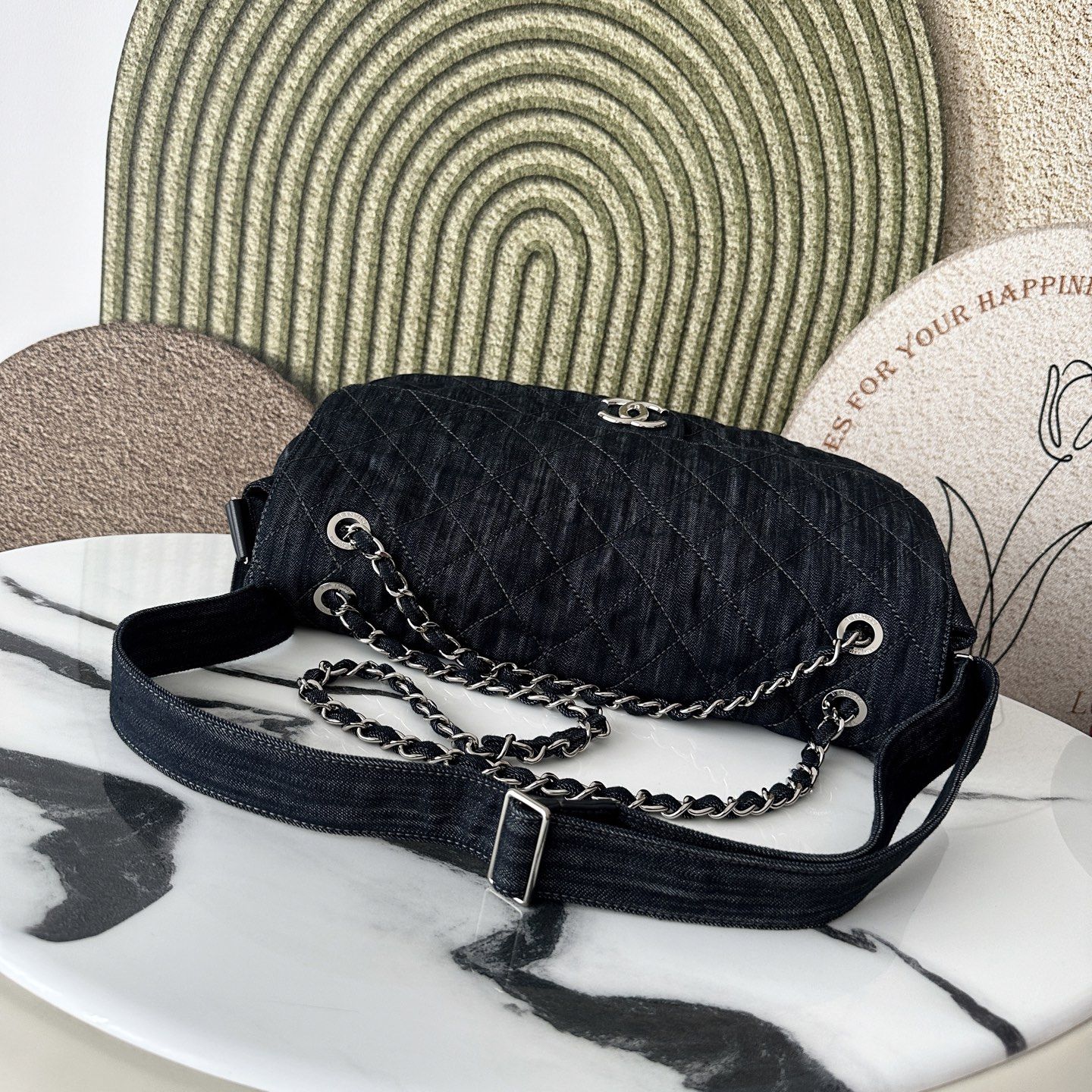 Chanel Boy in Denim with Magnetic Snap Flap for Shoulder Crossbody Bag Carry