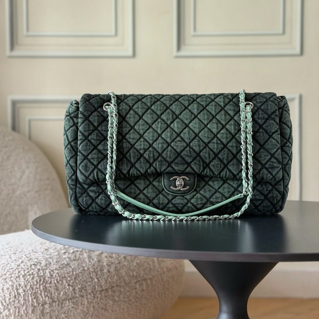 Chanel Classic Flap in Denim with Magnetic Snap for Shoulder Crossbody Bag Carry
