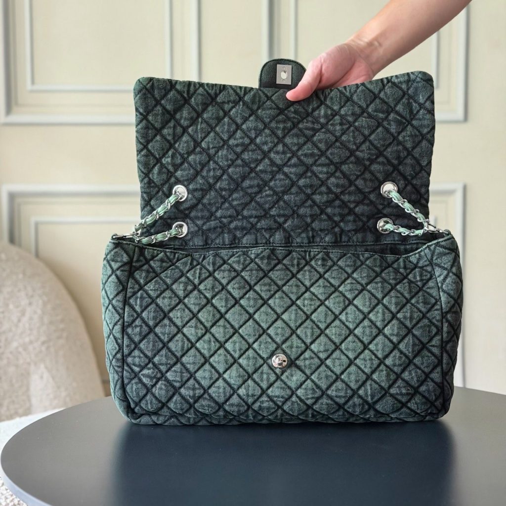 Chanel Classic Flap in Denim with Magnetic Snap for Shoulder Crossbody Bag Carry