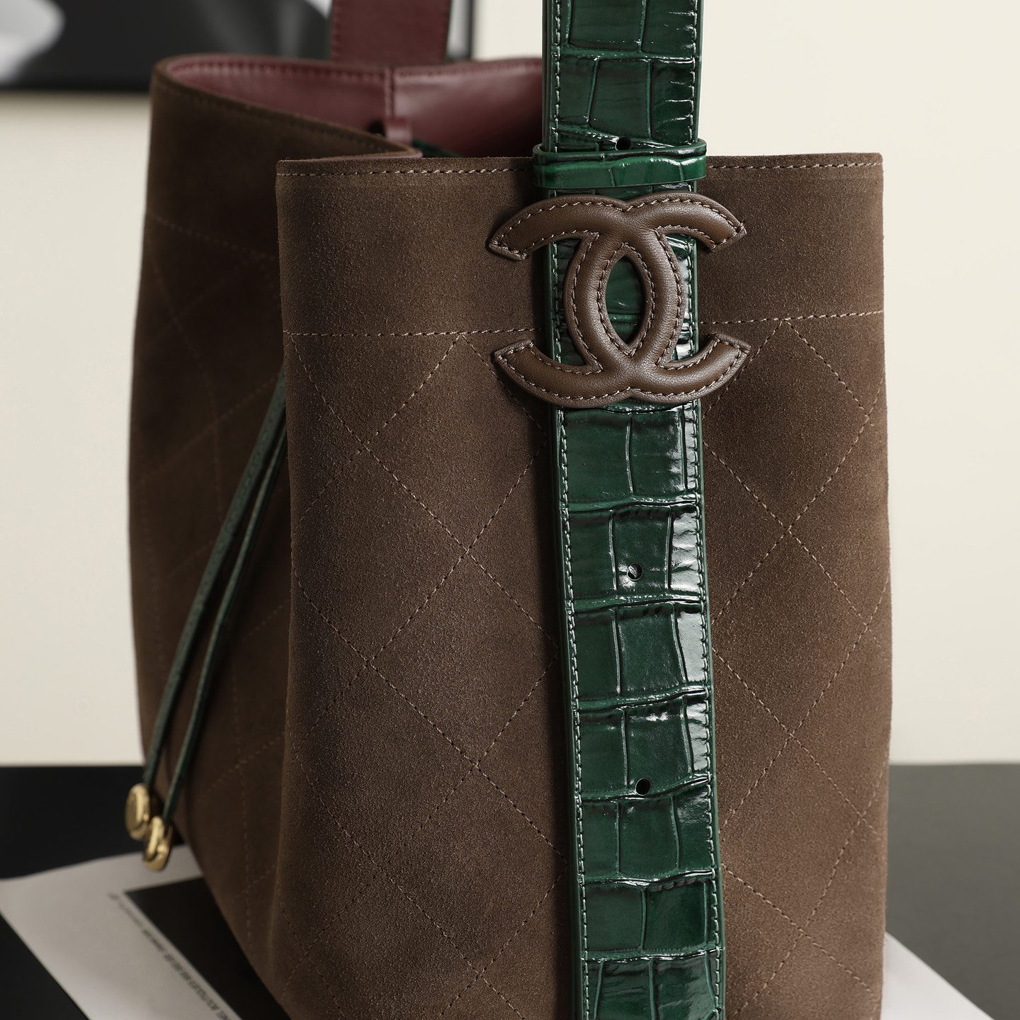 Chanel Bucket Bag in Calfskin with Drawstring for Handheld Shoulder Crossbody Carry