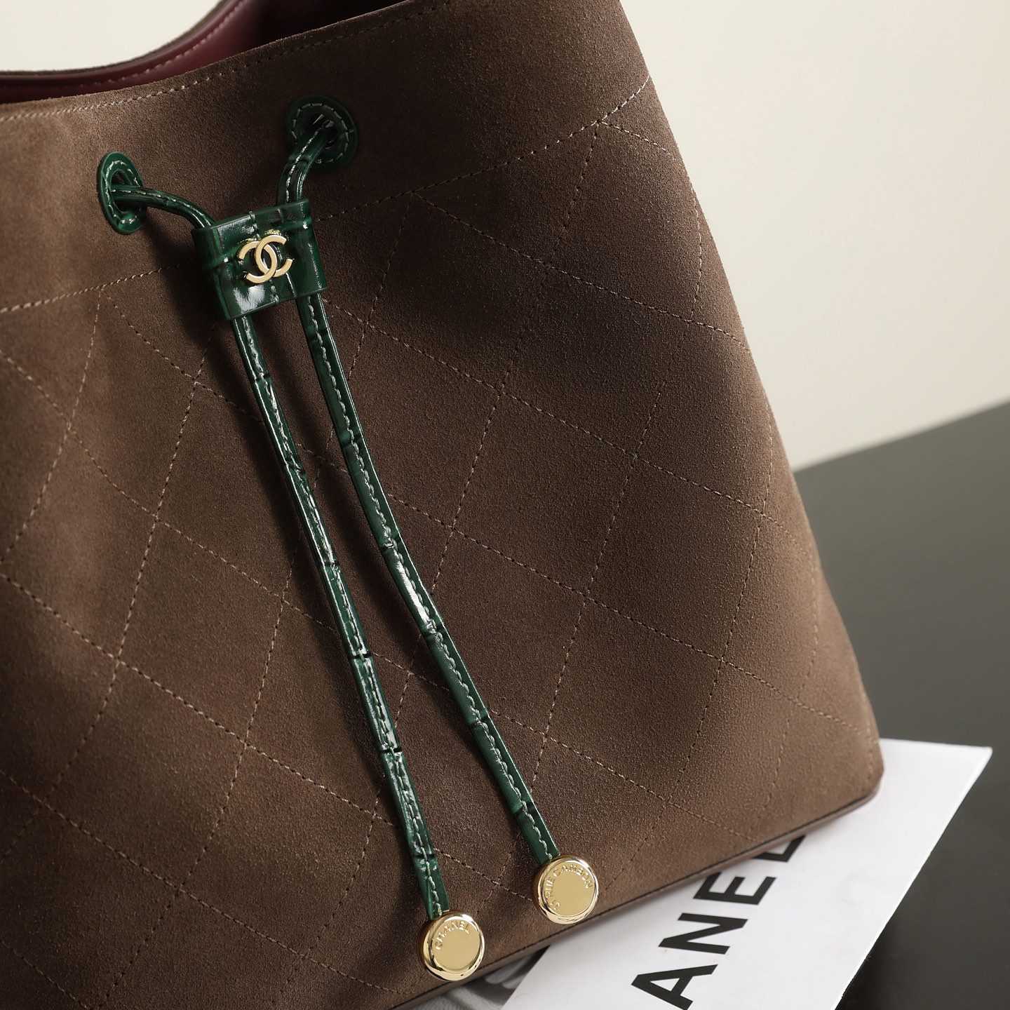 Chanel Bucket Bag in Calfskin with Drawstring for Handheld Shoulder Crossbody Carry