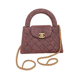 Chanel Mini Shopping Bag in Denim with Monogram Pattern and Turn-lock for Handheld Shoulder Carry