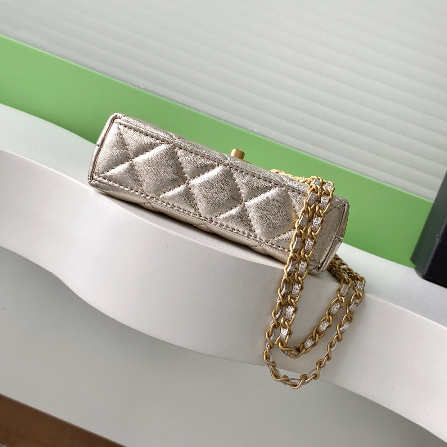 Chanel Kelly Mini Top Handle in Metallic Lambskin with Turn-lock Flap for Handheld and Shoulder