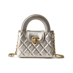 Chanel Kelly Mini Top Handle in Metallic Lambskin with Turn-lock Flap for Handheld and Shoulder