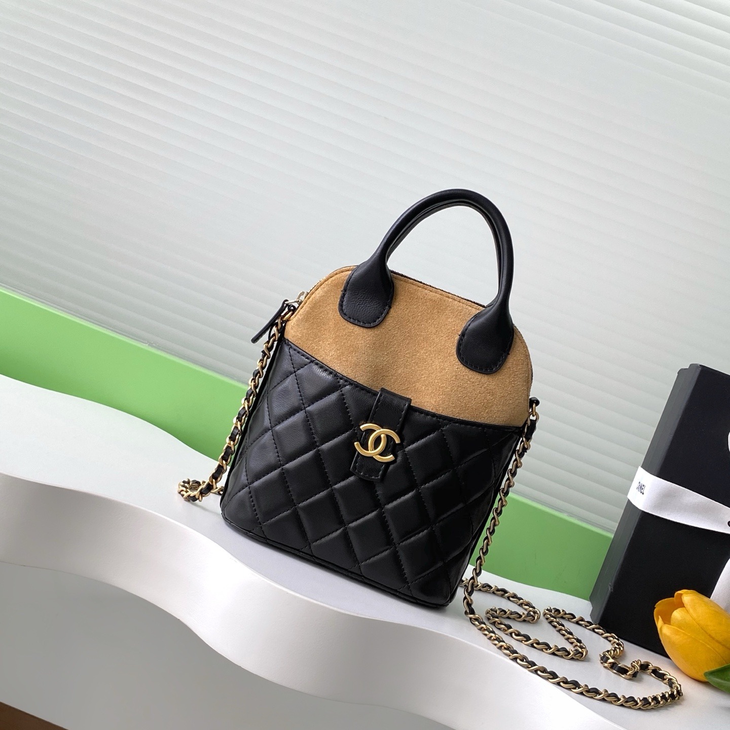 Chanel Mini Bonbon in Calfskin Leather and Suede with Zipper for Hand Shoulder Carry