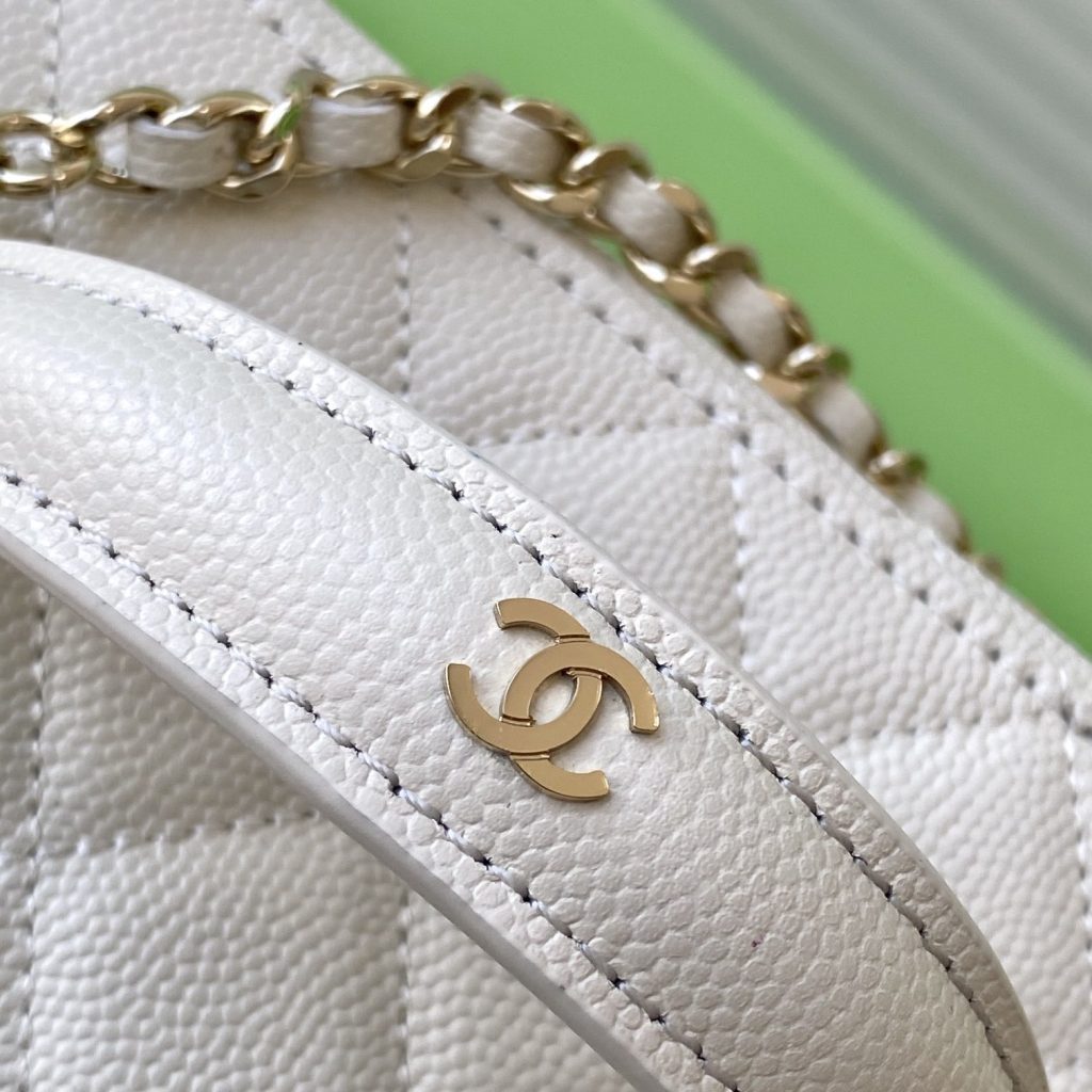 Chanel Beauty Case Nano in Caviar Leather with Zipper Closure for Hand Shoulder Crossbody Carry
