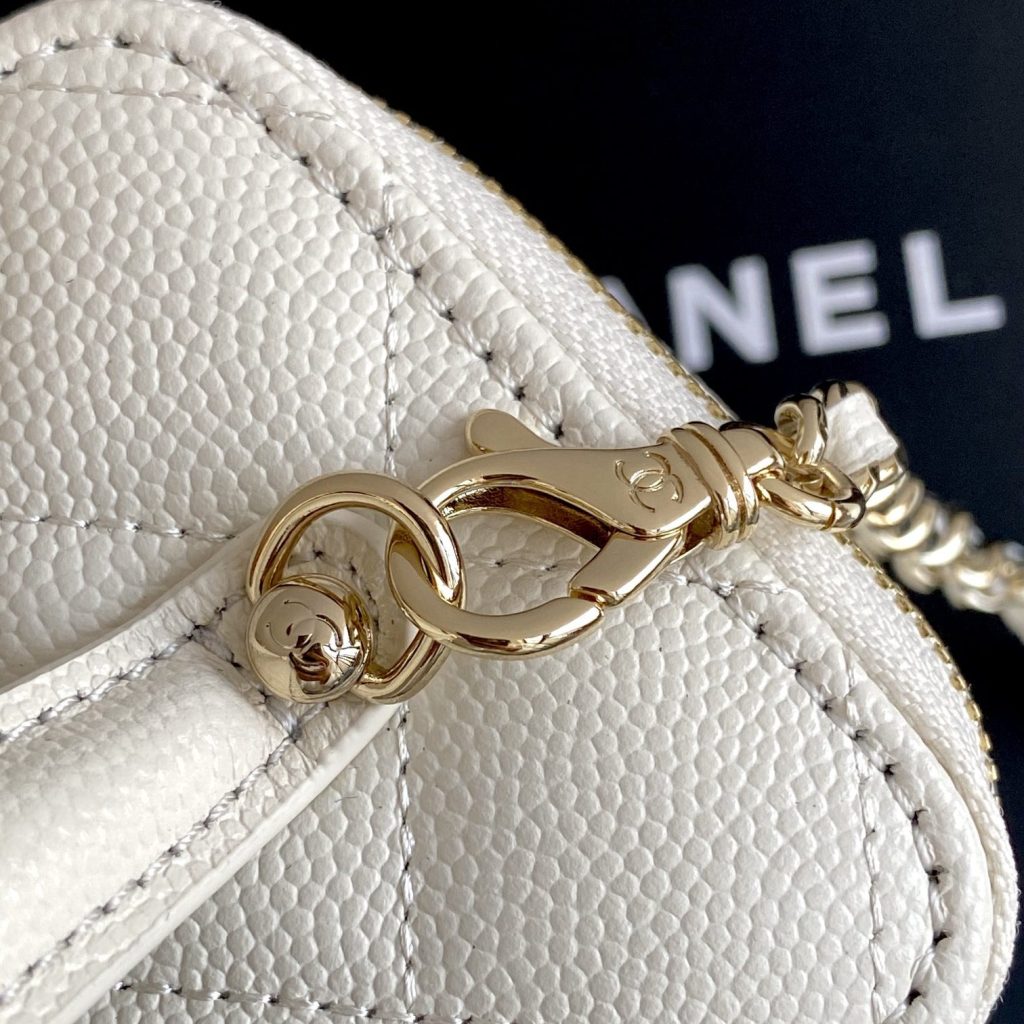 Chanel Beauty Case Nano in Caviar Leather with Zipper Closure for Hand Shoulder Crossbody Carry
