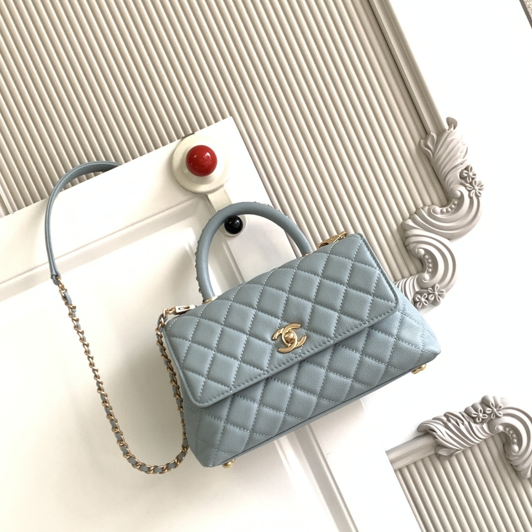 Chanel Coco Handle Mini in Caviar Leather with Turn-lock Flap for Handheld Shoulder Carry