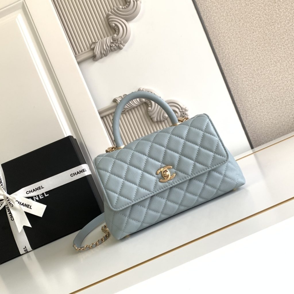 Chanel Coco Handle Mini in Caviar Leather with Turn-lock Flap for Handheld Shoulder Carry