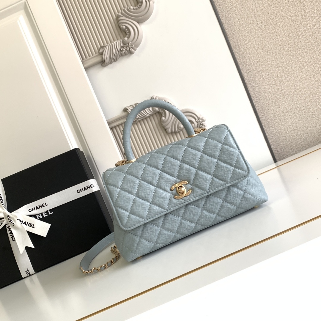 Chanel Coco Handle Mini in Caviar Leather with Turn-lock Flap for Handheld Shoulder Carry