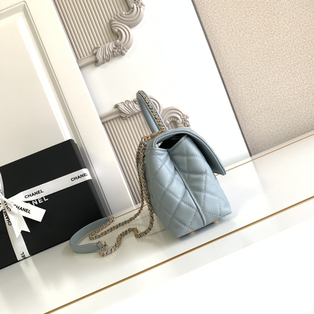 Chanel Coco Handle Mini in Caviar Leather with Turn-lock Flap for Handheld Shoulder Carry