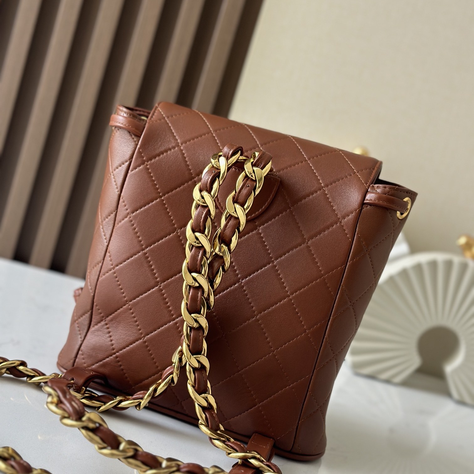 Chanel Rucksack Backpack in Soft Lambskin with Drawstring Closure for Handheld and Shoulder Carry